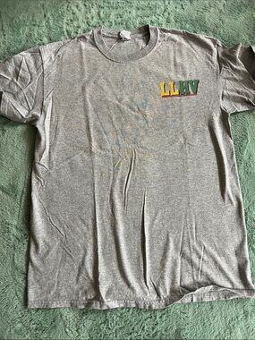 LIVING LASER "LLHV" Gray Logo Tee with Yellow & Green Accent